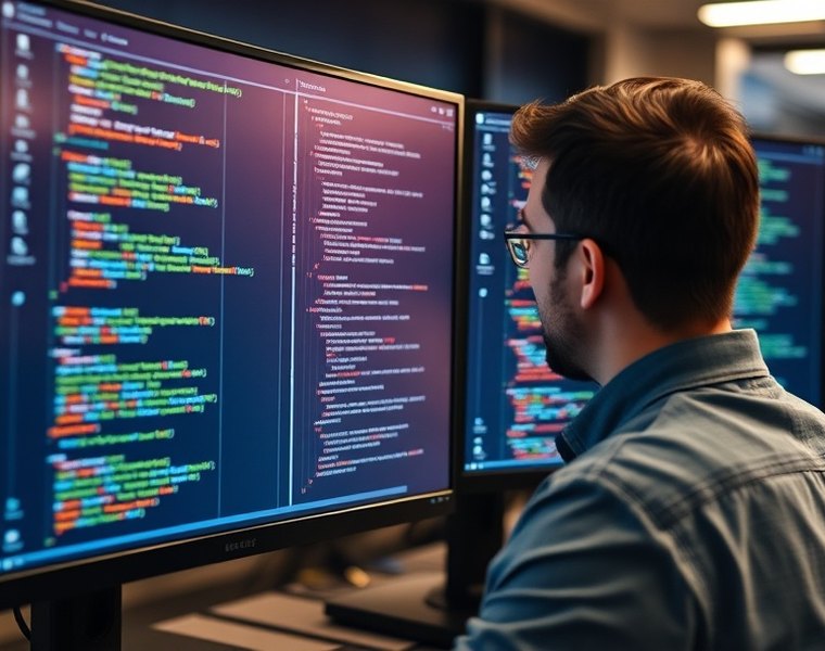 Equipo de desarrollo trabajando en el software del terminal